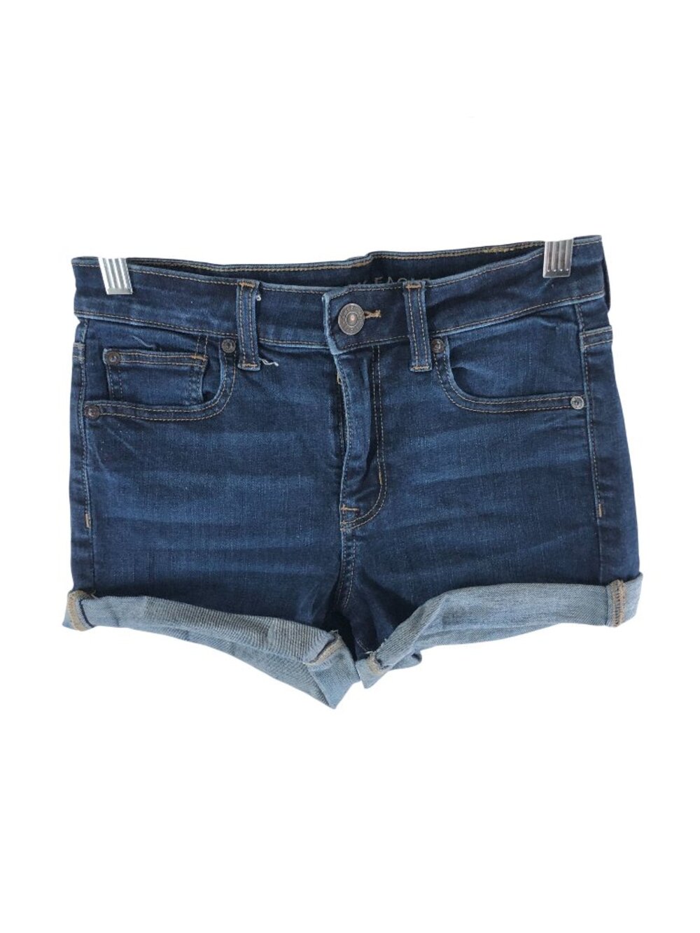 American Eagle Womens Hi-Rise Shortie Denim Shorts 2 Stretch Dark Wash